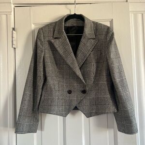 Houndstooth wool crop blazer